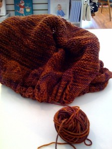 damsonnotfinished Unfinished Damson with tiny ball of yarn