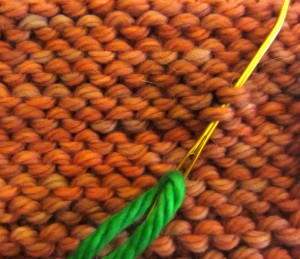 Pick a place near your end to start weaving.